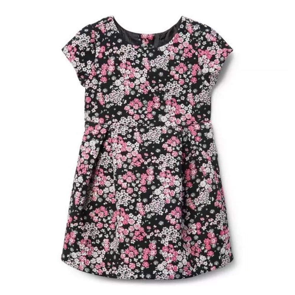Janie and Jack Floral Jacquard Black and Pink Dress Size 4